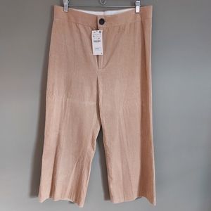 Zara Wide Leg Cropped Corduroy Pants NWT Size XL